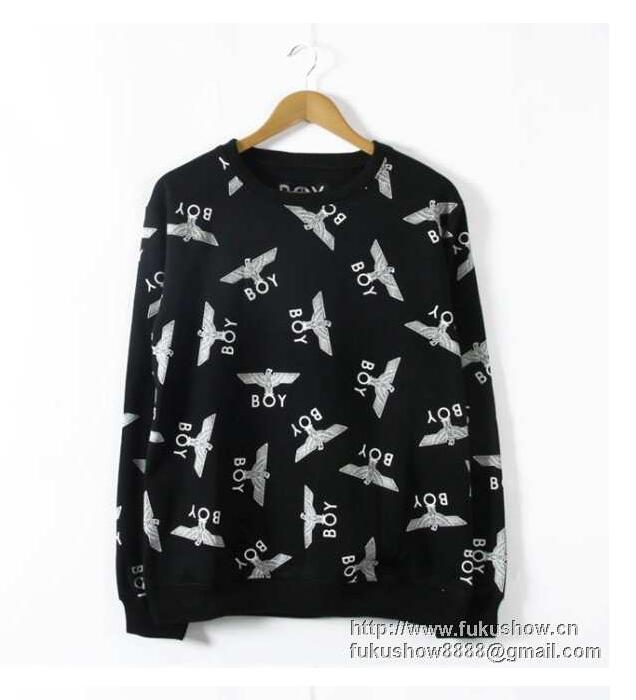 HOTお買い得 boy london ボーイロンドン パーカー メンズ ブラック ホワイト総柄 メンズスウェット 春夏新作