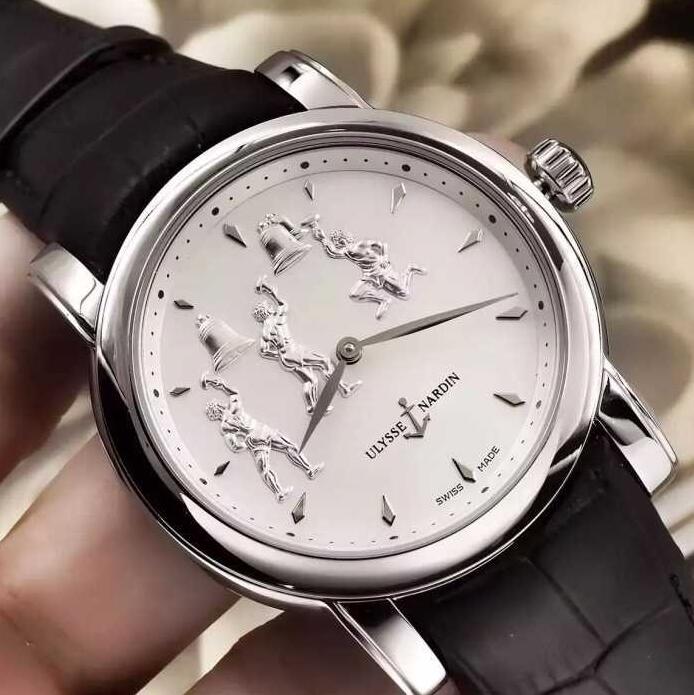 2017新款 ULYSSE NARDIN ユリスナルダン コピー 時計 メンズ クロノメーター 人気 新品 レザーベルト シルバー シンプル
