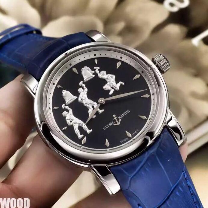 2017新款 ULYSSE NARDIN ユリスナルダン コピー 時計 メンズ クロノメーター 人気 新品 レザーベルト シルバー シンプル