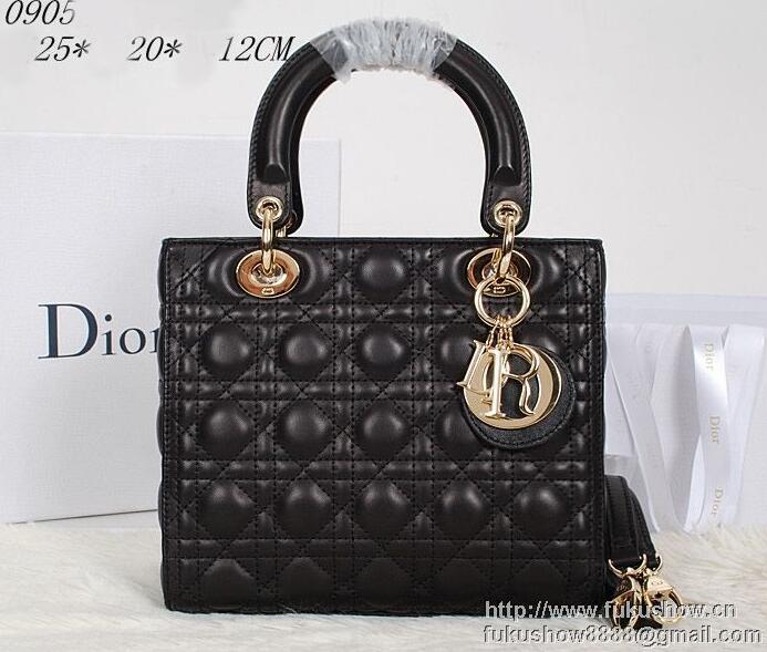 2018春夏 DIOR ディオール レディース ブラック ラムスキン LADY DIOR ミニバッグ ペールゴールド ハンド CAL44500_N0 ショルダーキャリー 