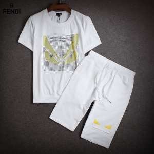 大人気☆NEW!!  2015 FENDI フェンディ 半袖Tシャツ 上下セット 2色可選