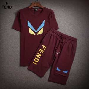 SALE!今季 2015春夏 FENDI フェンディ 半袖Tシャツ 上下セット 4色可選