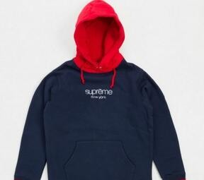 値下げるアイテム　シュプリーム　クラシックロゴフードスウェット　快適にパーカー　ネイビー.