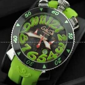 ガガミラノ メンズ 時計 GaGa MILANO クロノ48MM 腕時計 ウォッチ ブラック グリーン GAG60542LGRRBKA 日付表示 夜光効果 メンズ 男性用腕時計