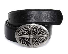 新作入荷人気CHROME HEARTS クロムハーツ クラシック オーバルクロス バックル レザー ベルト 本革 レザー ビジネスベルト