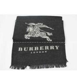 バーバリー マフラー 偽物 2017秋冬 最新作 BURBERRY 大人気 レディース メンズ ロゴ入り ブラック マフラー ウール