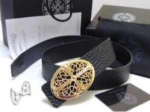 数量限定安いCHROME HEARTS クロムハーツ ベルト コピー ゴールドバックル 牛革 シンプル クロスチーフ レザーベルト