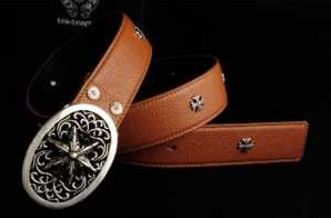 超激得新品CHROME HEARTS クロム ハーツ ベルト コピー オーバルスター バックル レザーｘシルバー925 ベルト メンズ