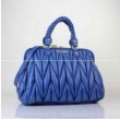 バッグ レディース MIUMIU ミュウミュウ ブルー 激安大特価100%新品 ハンドバッグミュウ メガ MIU MEGA レザー 高品質