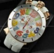 2018新作入荷 ガガミラノ時計 人気 GaGa MILANO 時計 クロノ48MM メンズ 男性用腕時計  ホワイト オレンジ ラバー 最新作 ウォッチ