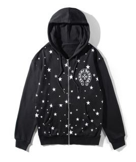 秋冬最安値新品CHROME HEARTS クロム ハーツ コピー スター プリント 星柄 スウェット 裏起毛 ジップパーカー 長袖
