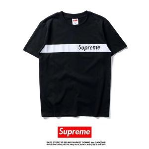 シュプリーム コピー 激安 大人気 SUPREME ｔシャツ メンズ  半袖 Tシャツ クルーネック2018春夏 レディース コットン ストライプロゴ ホワイト ブラック