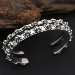 品質保証大人気CHROME HEARTSクロム ハーツ コピーCHクロスシルバー925オープンバングルハワイアンジュエリー