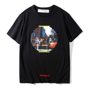 オフホワイト丸いプリントフォトプリント2018年夏OFF-WHITE新作Ｔシャツメンズ半袖クルーネックコットンホワイトブラック最高品質