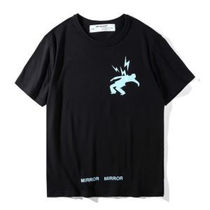 オフホワイト2018年夏OFF-WHITE新作メンズクルーネックBLUE THUNDER T-SHIRTホワイトOMAA014S171851301031ブラックＴシャツOMAA014S 17185130 0110