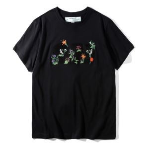 OFF WHITEオフホワイト tシャツ 偽2018年夏 オススメ新作メンズファッションホワイト花柄刺繍ロゴ入りカラフル人気トップス新品