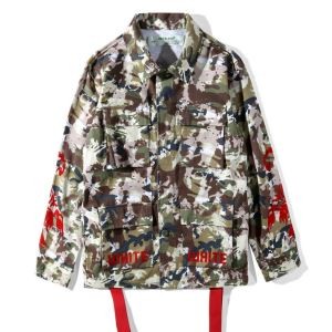 秋冬人気定番安いOFF-WHITEオフホワイト 偽物迷彩柄 カモ柄ジャケットメンズミリタリージャケットアウター軍服