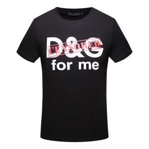 2018新作新品ドルチェ＆ガッバーナ人気半袖メンズTシャツDOLCE & GABBANA夏綿クルーネックロゴ英字プリントG8IG9TFH7EAHWL86ブラックホワイト