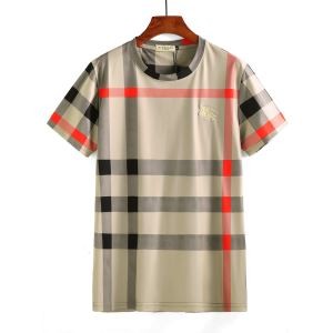 春夏品質保証定番BURBERRYバーバリー コピーチェック柄クルーネック個性トップスアメカジ大きいサイズ半袖3色可選