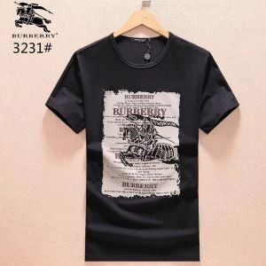 2018春夏新作BURBERRYバーバリープリントコットンTシャツブラックホワイトパープルメンズクルーネック綿トップス40692251