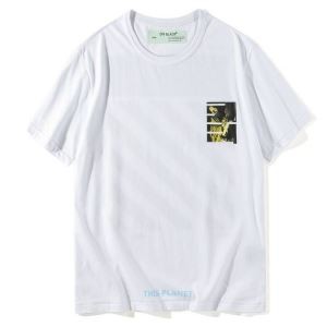 春夏品質保証低価Off-Whiteオフホワイト 偽物ゆったりカットソーカジュアル無地メンズtシャツ半袖2色可選