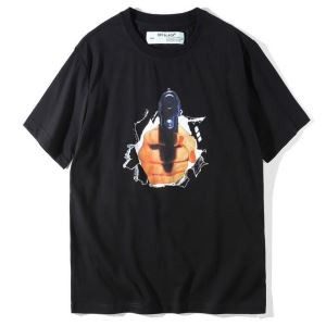 春夏お得限定セールOff-Whiteオフホワイト tシャツバックプリントクールネックカットソーコットン半袖2色可選