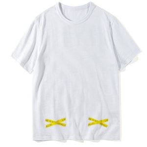 春夏爆買いお買い得Off-Whiteオフホワイト 通販丸首ストレッチ無地抗菌防臭綿tシャツ半袖トップス2色可選