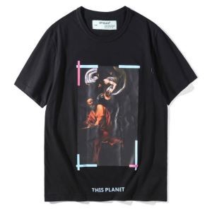 2018春夏爆買い得価OFF-WHITEオフホワイト 通販プリントおしゃれカジュアルTシャツ半袖コットン綿2色可選