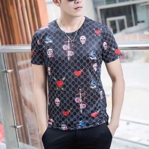 春夏人気定番安いDOLCE&GABBANAドルチェ&ガッバーナtシャツコピー総柄プリントカジュアル黒白半袖2色可選