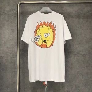 話題のコラボOff-Whiteオフホワイト tシャツ コピーBart Simpsonプリント半袖メンズカットソーomaa027s191850350188