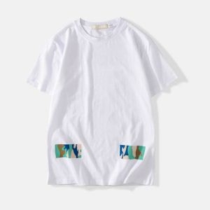 off white tシャツ 偽物オフホワイト2色展開ラグジュアリーなブランド迷彩の矢印がプリントメンズ半袖