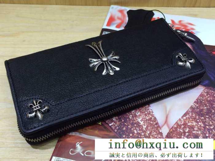 品質保証低価CHROME HEARTS クロムハーツ 財布 レザー ラウンドファスナー 大容量 小銭入れ 長財布 ロングウォレット