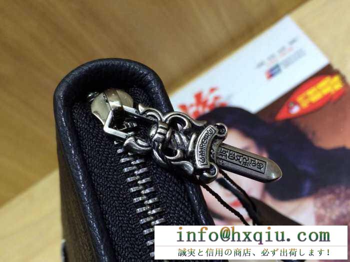 品質保証低価CHROME HEARTS クロムハーツ 財布 レザー ラウンドファスナー 大容量 小銭入れ 長財布 ロングウォレット