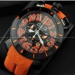 最安値2018 GaGa MILANO クロノ48MM メンズ ガガミラノ時計 腕時計 日付表示 回転ベゼル ブラック ケース オレンジ ラバー メンズ レディース ウォッチ